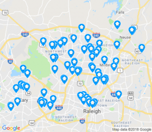Raleigh apartment location maps