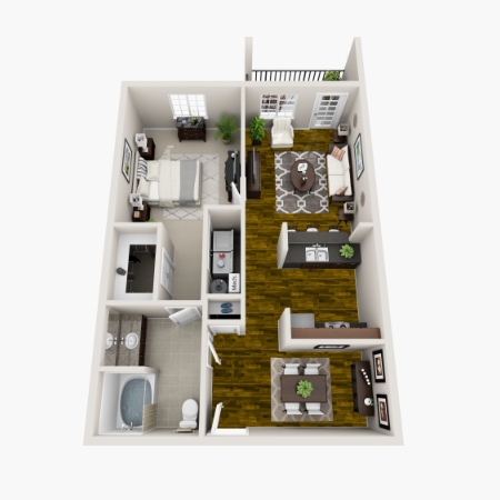 Maystone at Wakefield 1 bed 1 bath floor plan