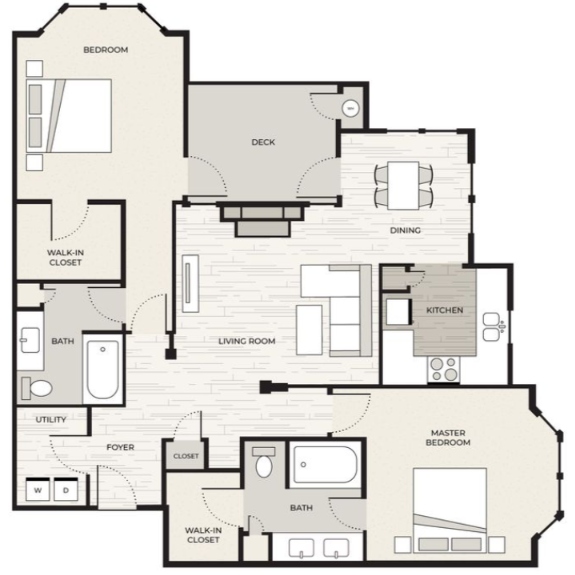 Wakefield Glen Luxury Apartments 2 bed 2 bath floor plan